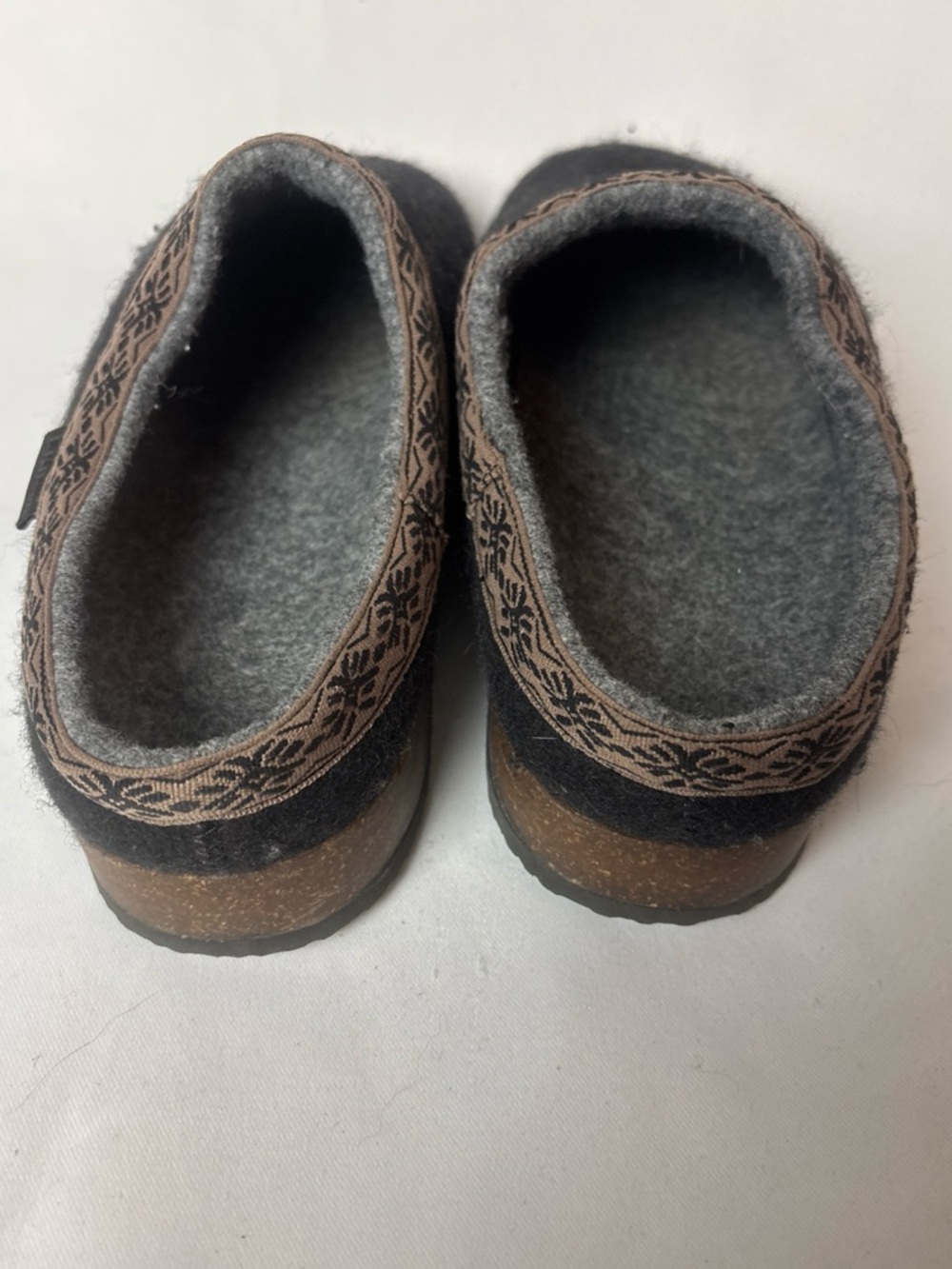 L.L.Bean Wool Slipper Clog Women's 9 Black Slip On Cork Sole - Picture 4 of 9